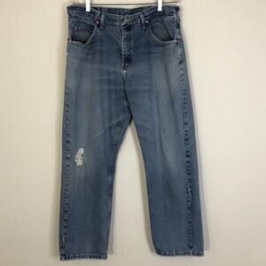 Wrangler 35 x 30 Relaxed Fit Country Grunge Denim Jeans Yallternative Distressed